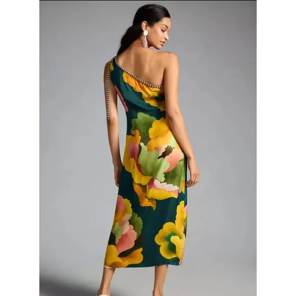 Farm Rio x Anthropologie Bold Printed One Shoulder Dress XL - Picture 2 of 16